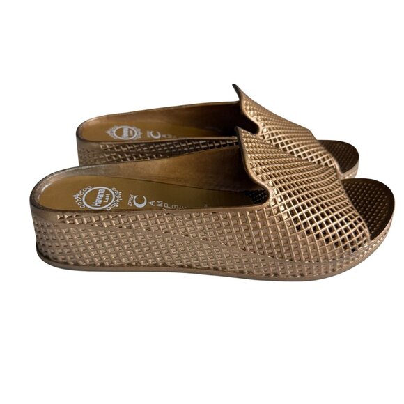 Jeffrey Campbell Havana Last Platform Slip on Sandals Shoes Womens Size 9 Gold - Picture 4 of 7
